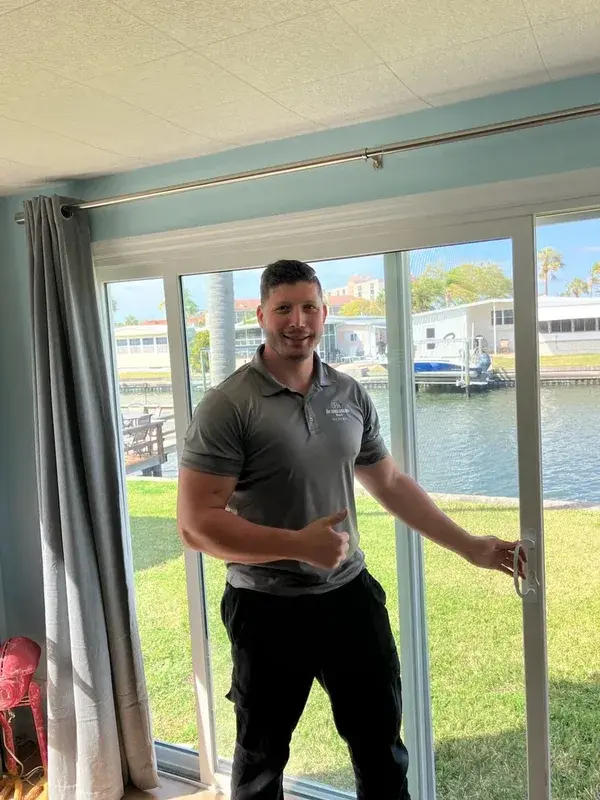 STM Sliding Door Repair owner working on a sliding door